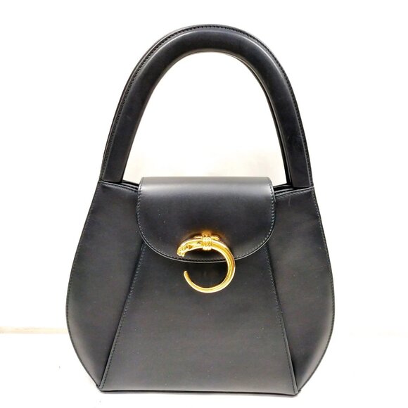 Cartier Hand Bag Black Leather 705-090325 - Picture 1 of 16